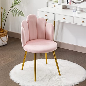 Stylish BOWTHY Velvet Vanity Chair with Gold Legs