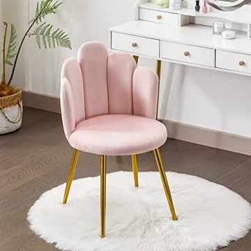 Stylish BOWTHY Velvet Vanity Chair with Gold Legs