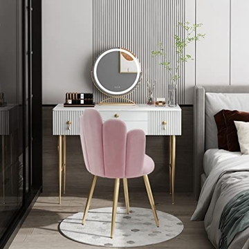 Stylish BOWTHY Velvet Vanity Chair with Gold Legs