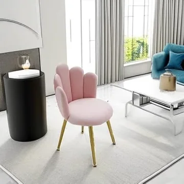 Stylish BOWTHY Velvet Vanity Chair with Gold Legs