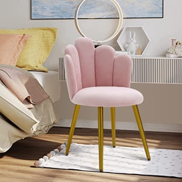 Stylish BOWTHY Velvet Vanity Chair with Gold Legs