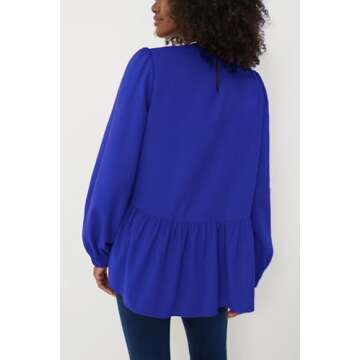 Allimy Women's Work Blouses Puff Long Sleeve Dressy Flowy Peplum Tops Crewneck Casual Spring Chiffon...
