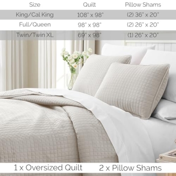 King Size Quilt Set - Soft Microfiber & Pet Resistant