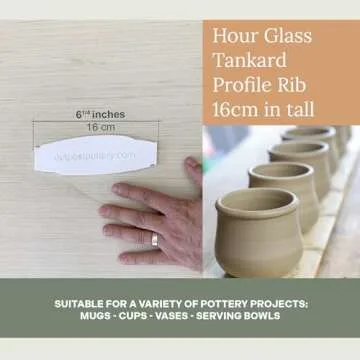 OUTPOST POTTERY Profile Ribs - Precision Pottery Rib Tools Made W/Durable PLA for Consistent Shapes, Floating Designs & Accurate Craft - Texture & Trimming Tools (Hour Glass Tankard)