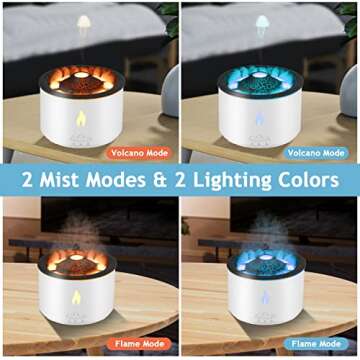 Volcano Humidifier with Remote Control, Jellyfish Mist Flame Diffuser with Red & Blue LED Night Ligh...