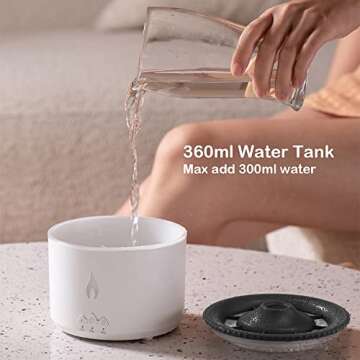 Volcano Humidifier with Remote Control, Jellyfish Mist Flame Diffuser with Red & Blue LED Night Light for Bedroom Living Room Home Office Yoga Spa, Auto-Off, 2 Fog Modes