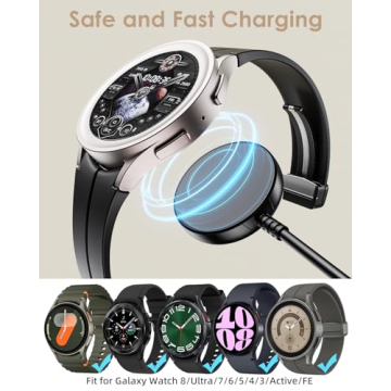 1FT for Samsung Galaxy Watch Charger Compatible with Watch 8/8 Classic/Ultra/7/6/6 Classic/5/5 Pro/4...