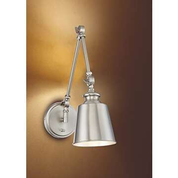 Trade Winds 1-Light Swing Arm Wall Lamp Set in Brushed Nickel