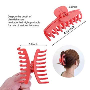 10 Colors 4 Inch Matte Nonslip Hair Claw Clips - Strong Hold Accessories for Thick and Thin Hair, Trendy Jaw Clips for Women