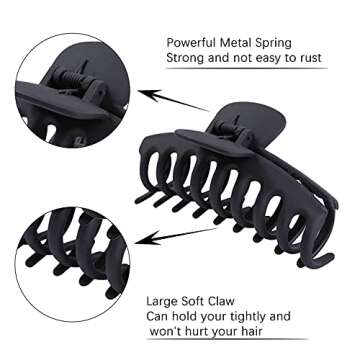 10 Colors 4 Inch Matte Nonslip Hair Claw Clips - Strong Hold Accessories for Thick and Thin Hair, Trendy Jaw Clips for Women