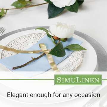 SimuLinen Light Blue Linen Feel Disposable Dinner Napkins - Cloth-Like Kosher Napkins for Celebrations, Weddings, and Showers, 16"x16", Box of 50