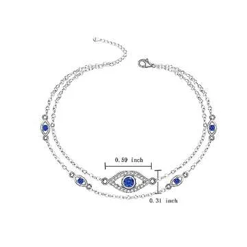Evil Eye Anklet Sterling Silver Layered Evil Eye Anklets for Women Ankle Bracelets Turkish Blue Eyes Protection Chain Jewelry