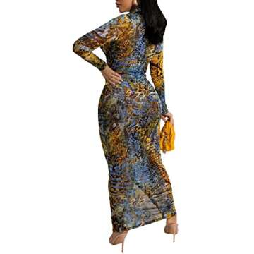 YouSexy Women's Sheer Mesh Long Sleeve Bodycon Dress Club Night Out Dresses Beach Cover Up Dress