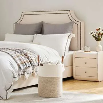 Chic VIPOSCO Small Laundry Basket with Leather Handle