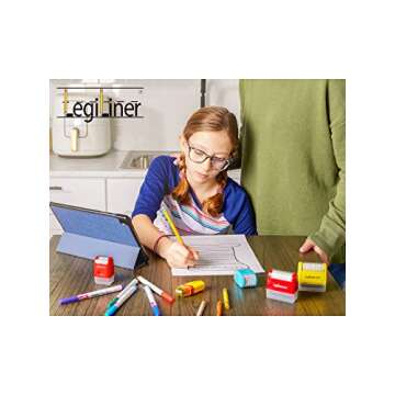 LEGILINER Music Staff (Lt. Blue) 5-Line Teacher Stamp – Rolling Ink Pattern for Music & Handwriting. Classroom & Home Use. Refillable Ink Music Writing Practice Roller Stamp.