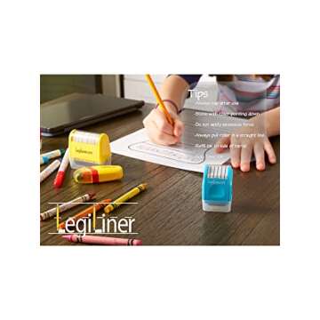 LEGILINER Music Staff (Lt. Blue) 5-Line Teacher Stamp – Rolling Ink Pattern for Music & Handwriting. Classroom & Home Use. Refillable Ink Music Writing Practice Roller Stamp.