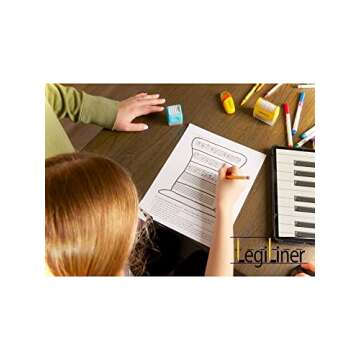 LEGILINER Music Staff (Lt. Blue) 5-Line Teacher Stamp – Rolling Ink Pattern for Music & Handwriting. Classroom & Home Use. Refillable Ink Music Writing Practice Roller Stamp.