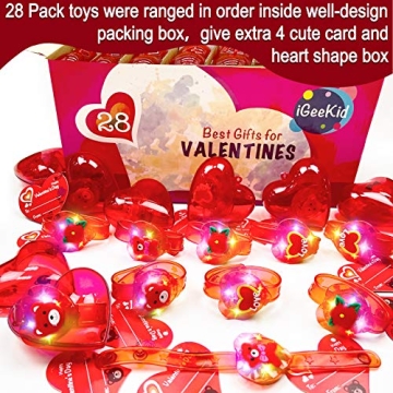 AMENON Light Up Heart Bracelets 28 Pack for Kids Parties