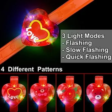 AMENON Light Up Heart Bracelets 28 Pack for Kids Parties