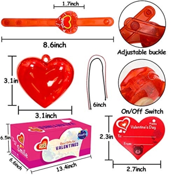 AMENON Light Up Heart Bracelets 28 Pack for Kids Parties