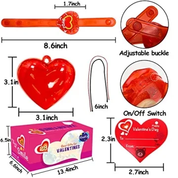 AMENON Light Up Heart Bracelets 28 Pack for Kids Parties