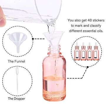 PrettyCare Rose Glass 1 oz Dropper Bottle Set 24 Pack