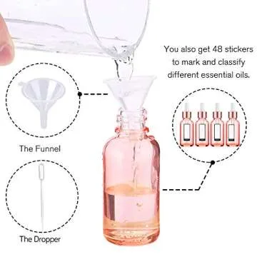 PrettyCare Rose Glass 1 oz Dropper Bottle Set 24 Pack