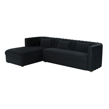 TOV Callie Black Velvet Sectional Sofa for Luxury Comfort