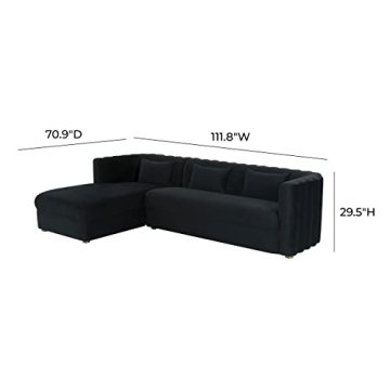 TOV Callie Black Velvet Sectional Sofa for Luxury Comfort