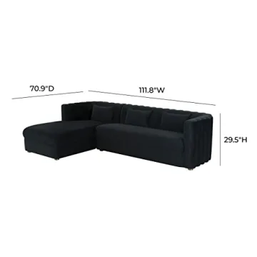 TOV Callie Black Velvet Sectional Sofa for Luxury Comfort