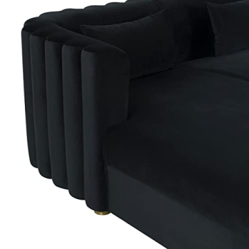 TOV Callie Black Velvet Sectional Sofa for Luxury Comfort