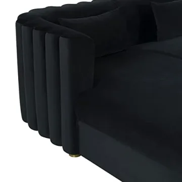 TOV Callie Black Velvet Sectional Sofa for Luxury Comfort