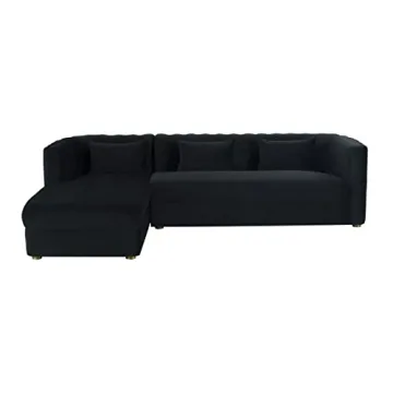 TOV Callie Black Velvet Sectional Sofa for Luxury Comfort