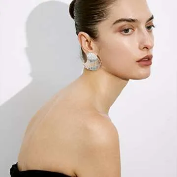 KELMALL Silver Chunky Geometric Statement Earrings for Women