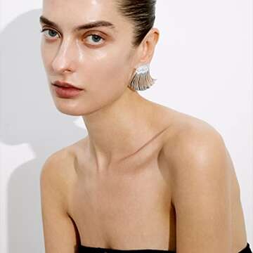 KELMALL Silver Chunky Geometric Statement Earrings for Women