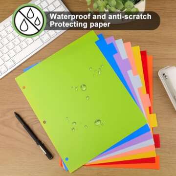 HABGP 16Pcs/2 Set 8 Tab Dividers for 3 Ring Binder, 16 Pcs Multicolor 3 Ring Binder Dividers with Tabs, Page Folder Dividers, Plastic Tabbed File Dividers with Tabs, Three Ring Binder Index Dividers