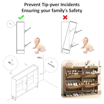 Maupvit Large Rattan Shoe Storage Cabinet for Entryway