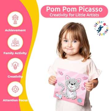 Little Jupiter DIY Pom Pom Art - Makes 3 Art Pieces -Boy & Girl Crafts for Kids Age 3-5 - Toddler Cr...