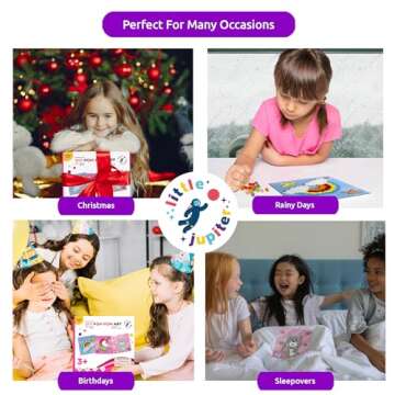 Little Jupiter DIY Pom Pom Art - Makes 3 Art Pieces -Boy & Girl Crafts for Kids Age 3-5 - Toddler Crafts Ages 3-5 - Pom Pom Arts and Crafts - Art Projects for Kids 3-5 - (Set 2-Unicorn, Rainbow, Cat)