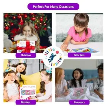 Little Jupiter DIY Pom Pom Art - Makes 3 Art Pieces -Boy & Girl Crafts for Kids Age 3-5 - Toddler Crafts Ages 3-5 - Pom Pom Arts and Crafts - Art Projects for Kids 3-5 - (Set 2-Unicorn, Rainbow, Cat)