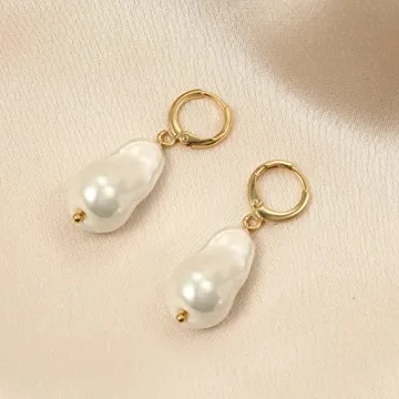 14k Gold Baroque Pearl Earrings – Elegant & Versatile Jewelry