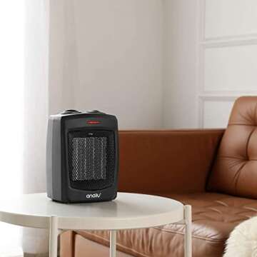 andily Space Heater Electric Heater for Home and Office Ceramic Small Heater with Thermostat, 750W/1...