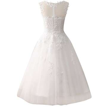 Wedding Dress Lace Bride Dresses Short Wedding Gown Tulle Vintage Bridal Gown Appliques Ivory