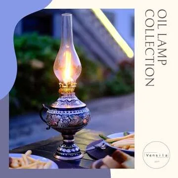 Handmade Copper Oil Lamp for Indoor Use 17.32” Vintage Hurricane Lanterns Decorative Indoor Emergency Lanterns for Power Outages Lights and Decorative Table Lamp Christmas Gift Farmhouse Kitchen Decor