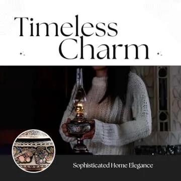 Handmade Copper Oil Lamp for Indoor Use 17.32” Vintage Hurricane Lanterns Decorative Indoor Emergency Lanterns for Power Outages Lights and Decorative Table Lamp Christmas Gift Farmhouse Kitchen Decor