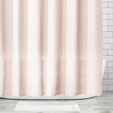 Luxury Waffle Knit Shower Curtain for Tall Ceilings