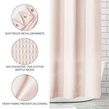 Luxury Waffle Knit Shower Curtain for Tall Ceilings