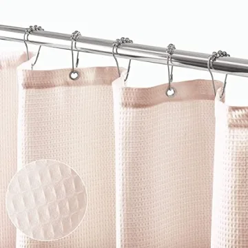 Luxury Waffle Knit Shower Curtain for Tall Ceilings