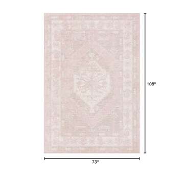 Unique Loom Outdoor Traditional Collection Area Rug - Valeria (6' 1" x 9' Rectangle, Pink/ Ivory)