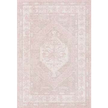 Unique Loom Outdoor Traditional Collection Area Rug - Valeria (6' 1" x 9' Rectangle, Pink/ Ivory)